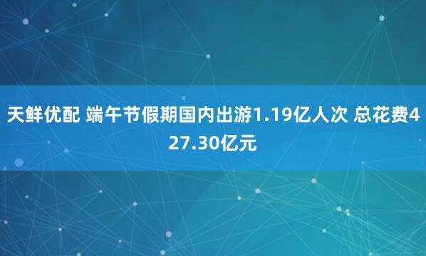 天鲜优配 端午节假期国内出游1.19亿人次 总花费427.30亿元