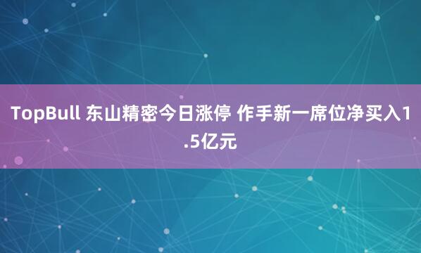 TopBull 东山精密今日涨停 作手新一席位净买入1.5亿元