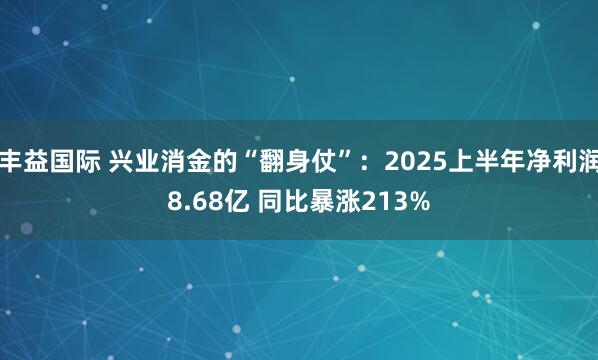 丰益国际 兴业消金的“翻身仗”：2025上半年净利润8.68亿 同比暴涨213%
