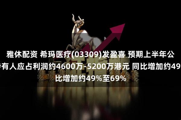 雅休配资 希玛医疗(03309)发盈喜 预期上半年公司权益持有人应占利润约4600万-5200万港元 同比增加约49%至69%