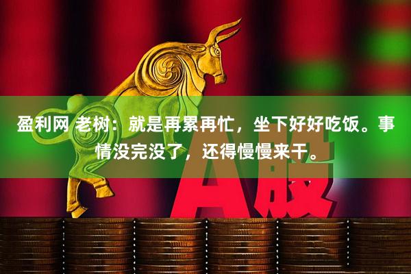 盈利网 老树：就是再累再忙，坐下好好吃饭。事情没完没了，还得慢慢来干。