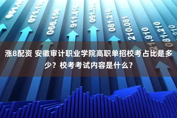涨8配资 安徽审计职业学院高职单招校考占比是多少?校考考试内容是什么?